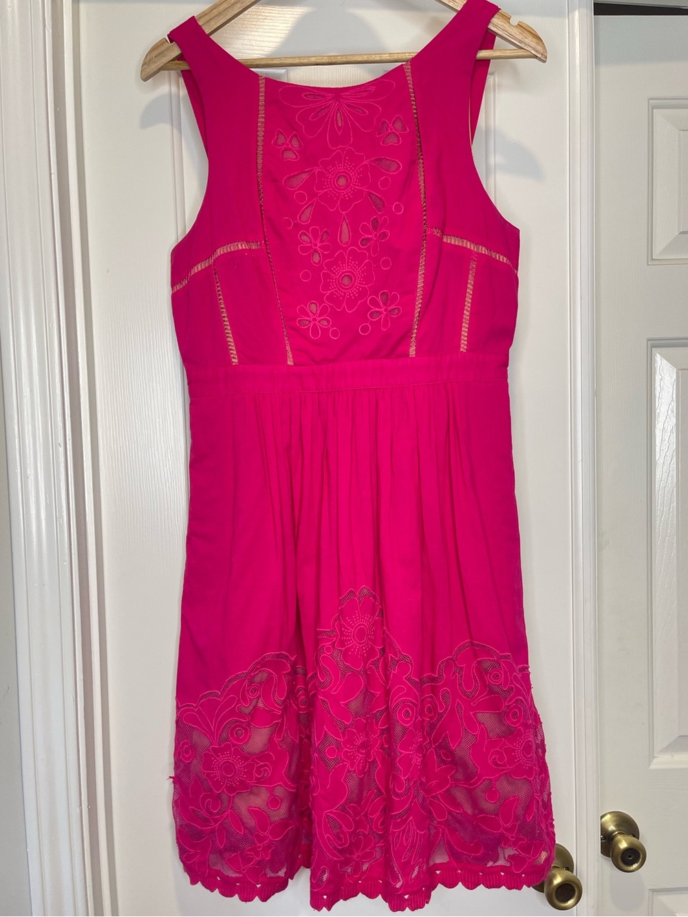 Anthropologie Moulinette Soeurs Rhododendron Dress Pink Embroidered Lace Size 8 - Picture 2 of 14